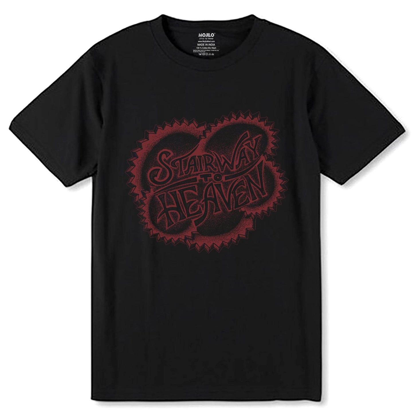 STAIRWAY HEAVEN - Unisex Round Neck Regular Fit 100% Combed Cotton Half Sleeve T-Shirt - Mojilo Mart