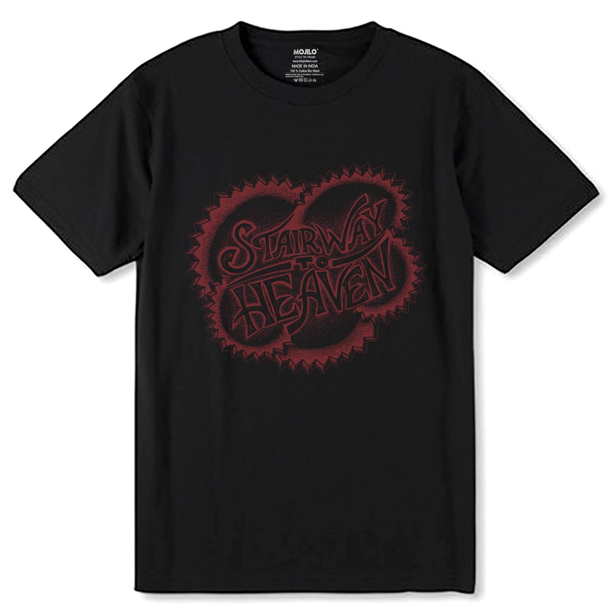 STAIRWAY HEAVEN - Unisex Round Neck Regular Fit 100% Combed Cotton Half Sleeve T-Shirt - Mojilo Mart