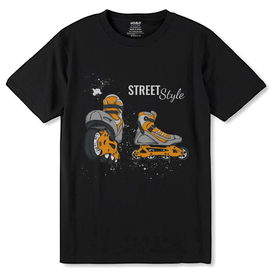 STREET Style Print - Unisex Round Neck Regular Fit 100% Combed Cotton Half Sleeve T-Shirt - Mojilo Mart