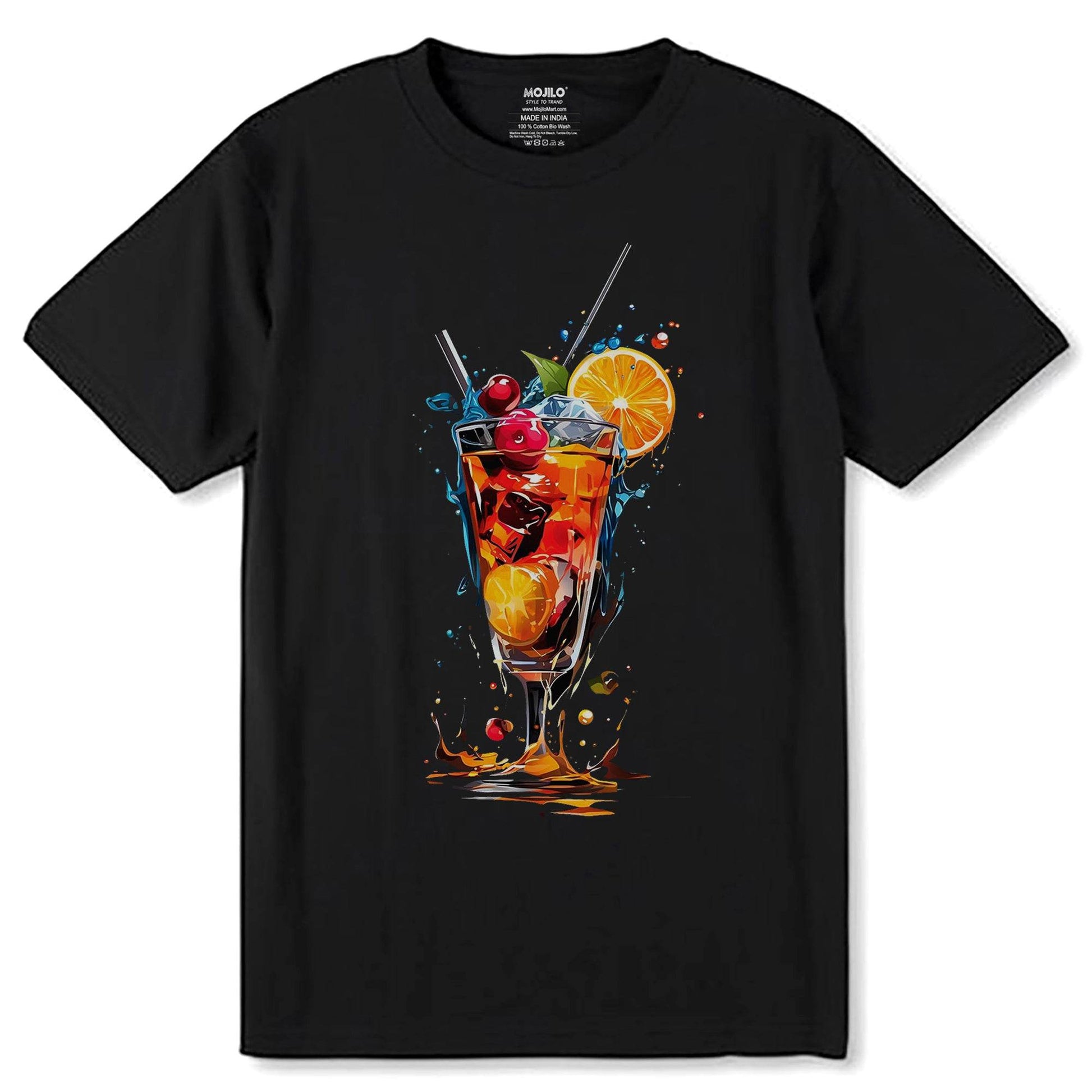 Shake it Up Crafting Exquisite Cocktails for Every Palate - Unisex Round Neck Regular Fit 100% Combed Cotton Half Sleeve T-Shirt - Mojilo Mart