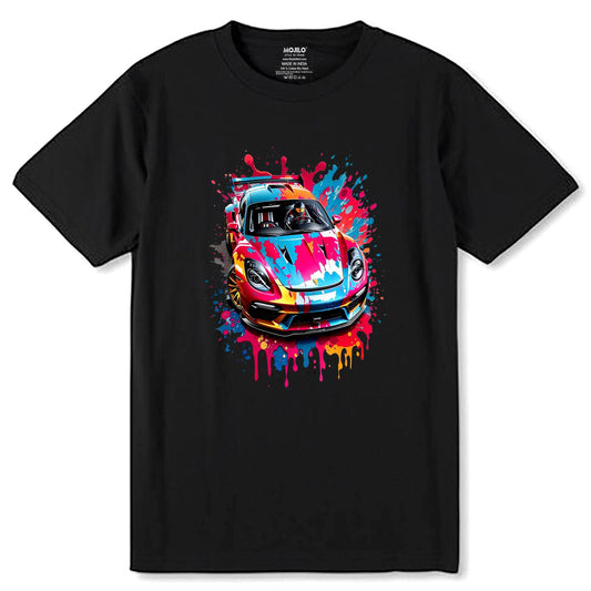 Colorful Car - Unisex Round Neck Regular Fit 100% Combed Cotton Half Sleeve T-Shirt - Mojilo Mart