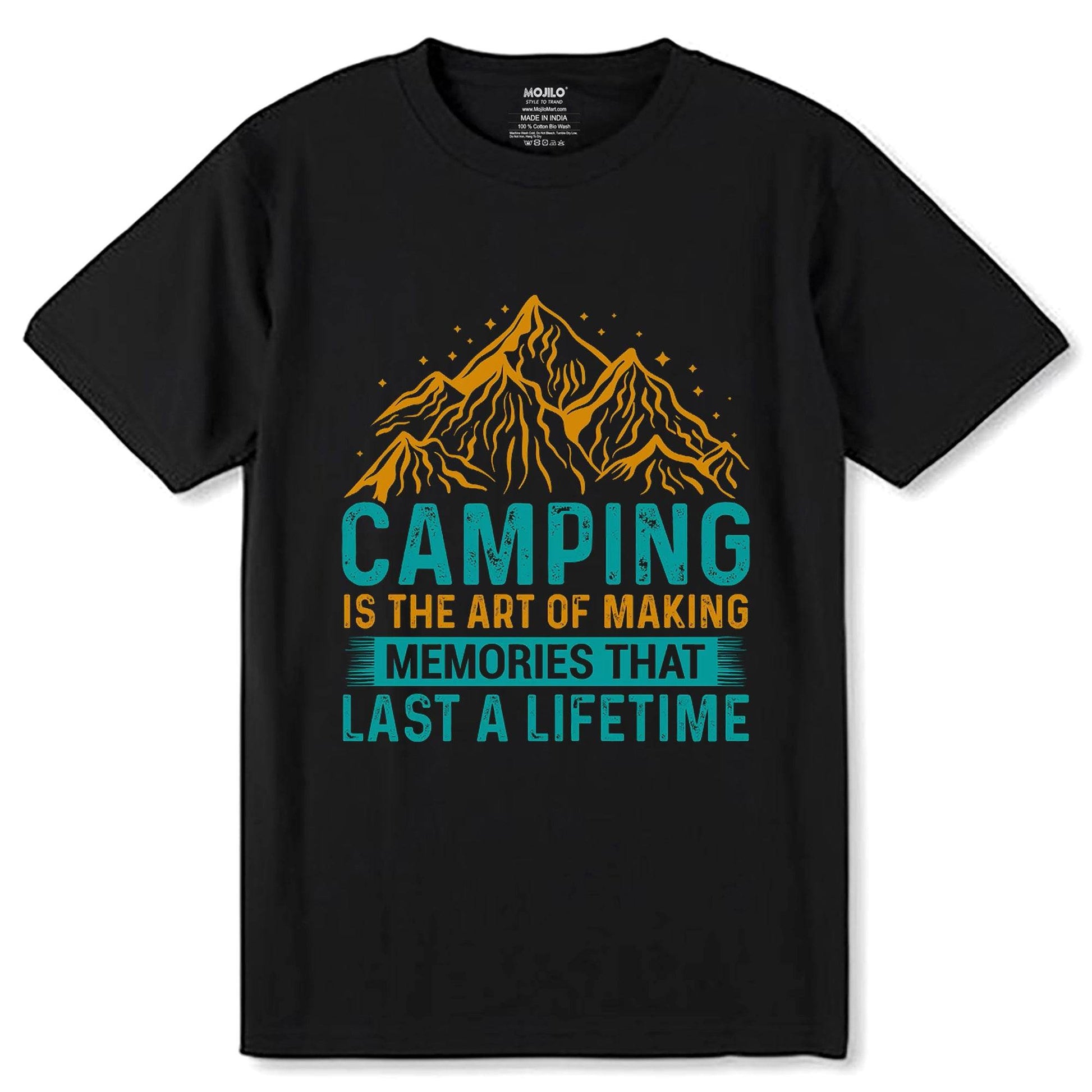Camping is the art of making memories that last a lifetime - Unisex Round Neck Regular Fit 100% Combed Cotton Half Sleeve T-Shirt - Mojilo Mart