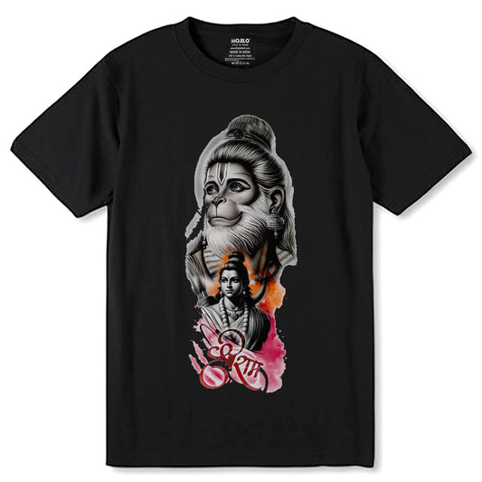 Shree Ram Hanuman Ji - Unisex Round Neck Regular Fit 100% Combed Cotton Half Sleeve T-Shirt - Mojilo Mart