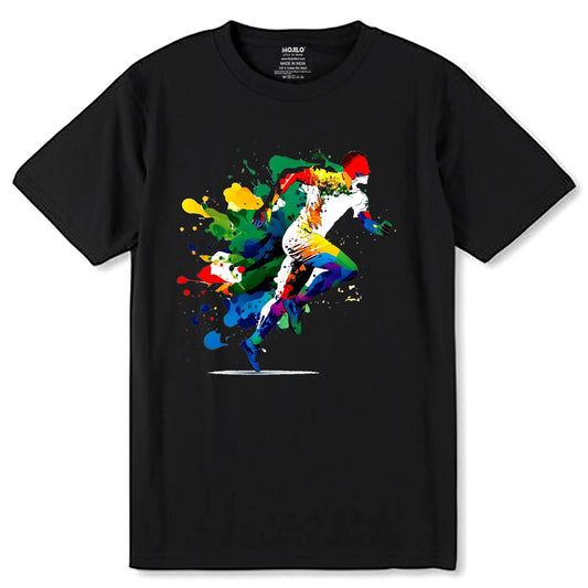Silhouette Man Running - Unisex Round Neck Regular Fit 100% Combed Cotton Half Sleeve T-Shirt - Mojilo Mart