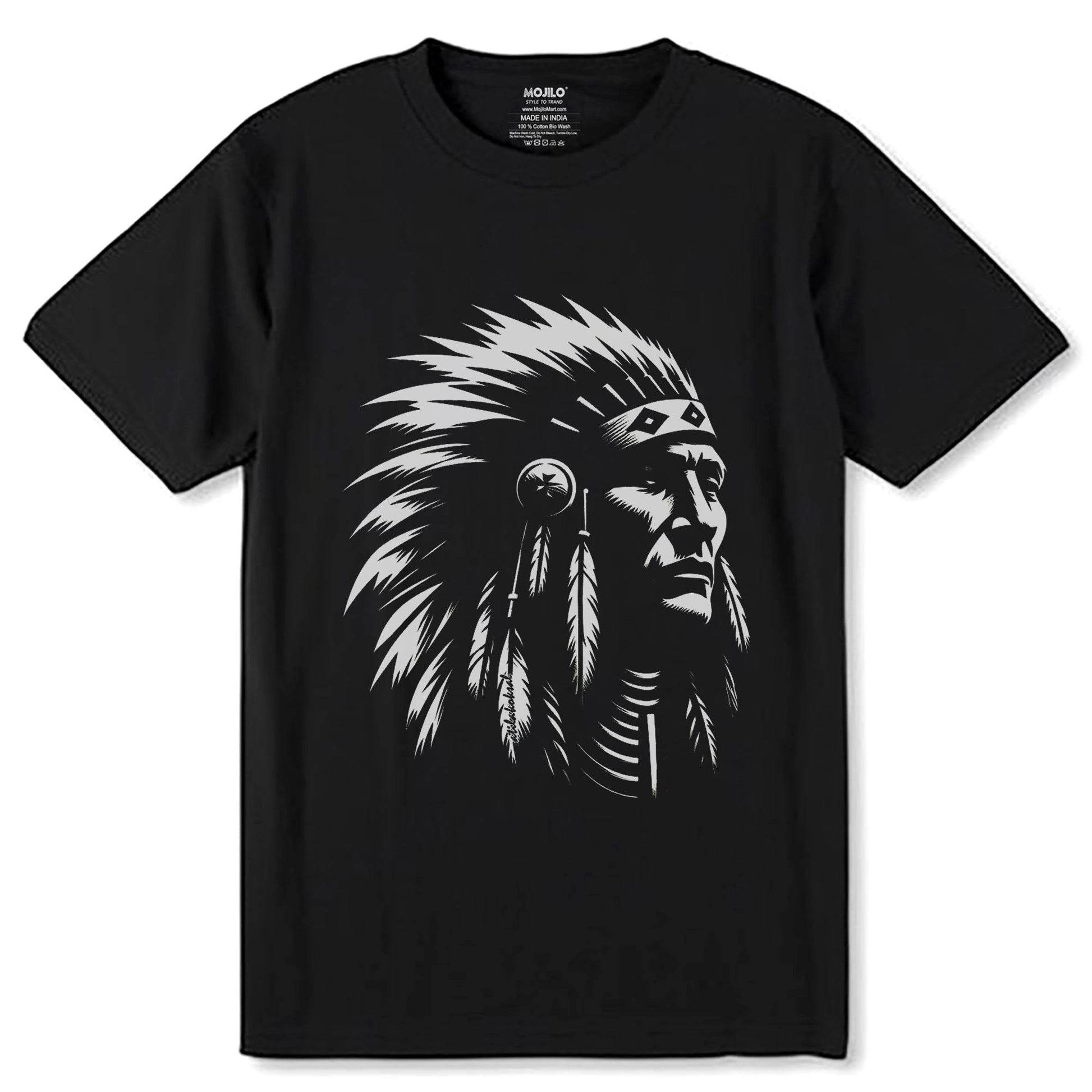 Sioux Indian - Unisex Round Neck Regular Fit 100% Combed Cotton Half Sleeve T-Shirt - Mojilo Mart