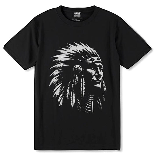 Sioux Indian - Unisex Round Neck Regular Fit 100% Combed Cotton Half Sleeve T-Shirt - Mojilo Mart