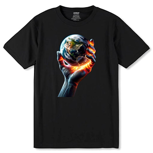 Space Explorer & Earth Cosmic Adventure Shirt - Unisex Round Neck Regular Fit 100% Combed Cotton Half Sleeve T-Shirt - Mojilo Mart
