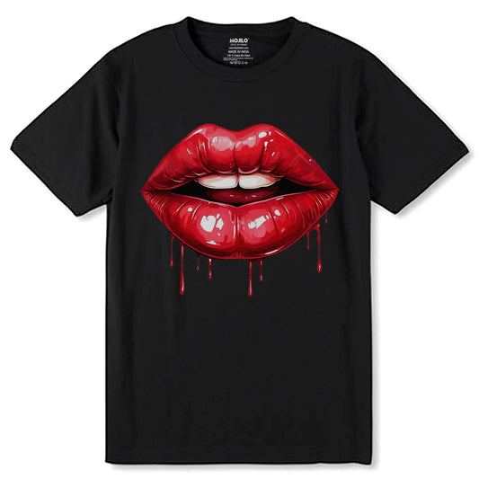 Spirit Of Lips - Unisex Round Neck Regular Fit 100% Combed Cotton Half Sleeve T-Shirt - Mojilo Mart