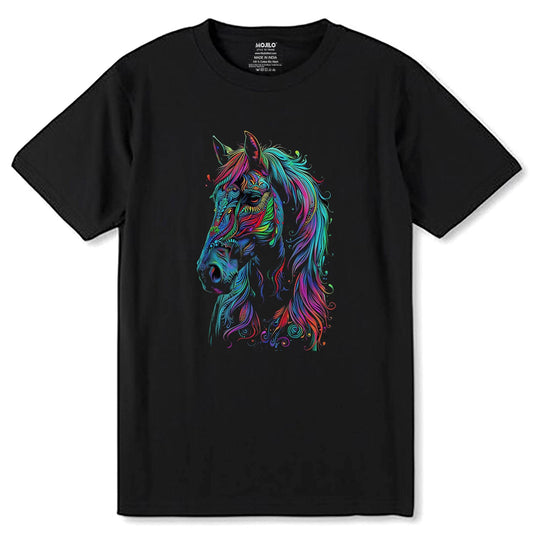 Spirit animal Horse - Unisex Round Neck Regular Fit 100% Combed Cotton Half Sleeve T-Shirt - Mojilo Mart
