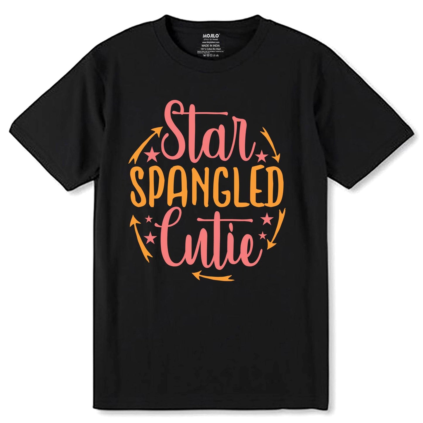 Star Spangled Cutie - Unisex Round Neck Regular Fit 100% Combed Cotton Half Sleeve T-Shirt - Mojilo Mart
