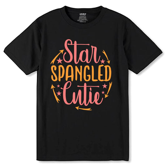 Star Spangled Cutie - Unisex Round Neck Regular Fit 100% Combed Cotton Half Sleeve T-Shirt - Mojilo Mart