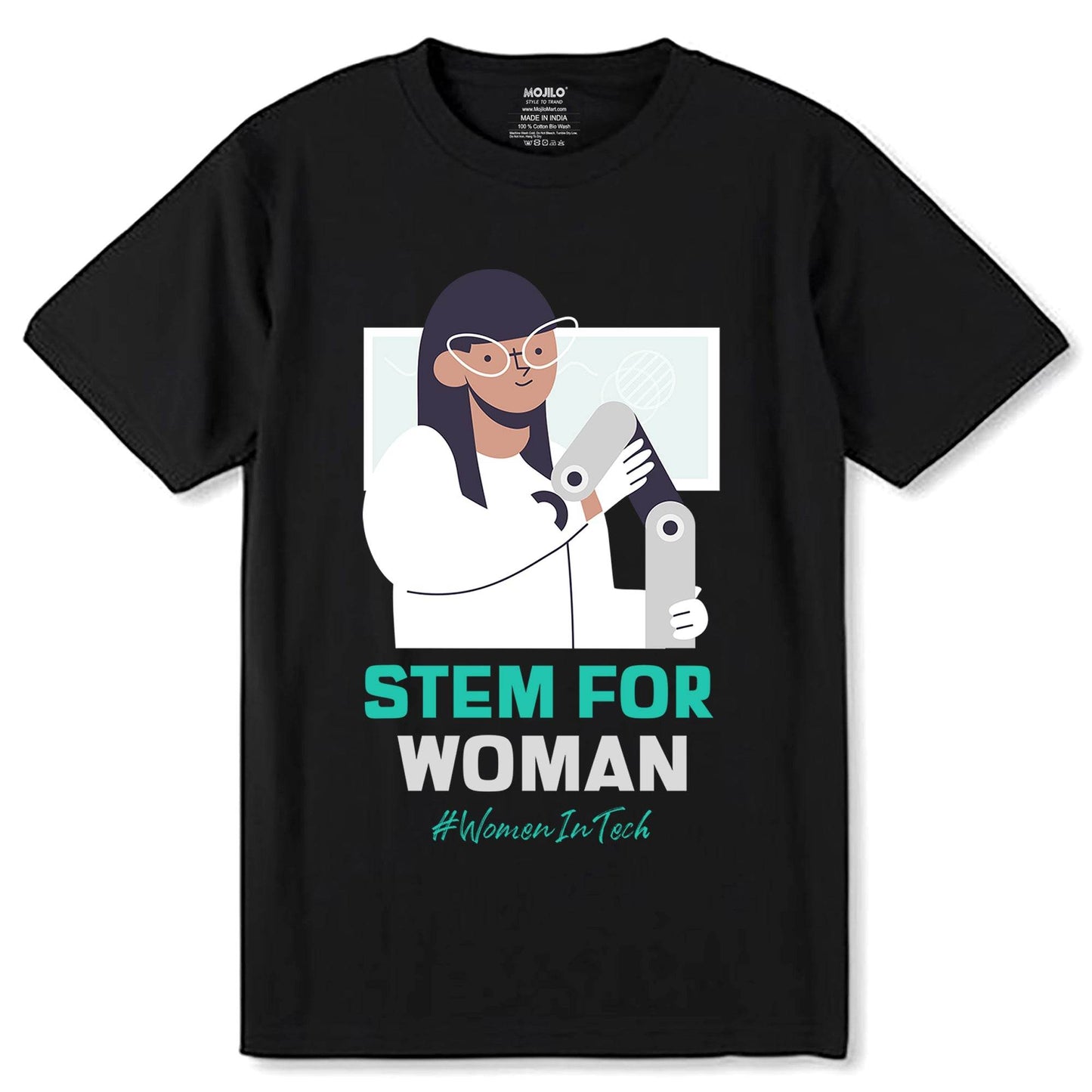 Stem For Woman - Unisex Round Neck Regular Fit 100% Combed Cotton Half Sleeve T-Shirt - Mojilo Mart