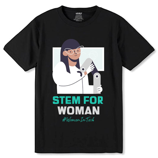 Stem For Woman - Unisex Round Neck Regular Fit 100% Combed Cotton Half Sleeve T-Shirt - Mojilo Mart