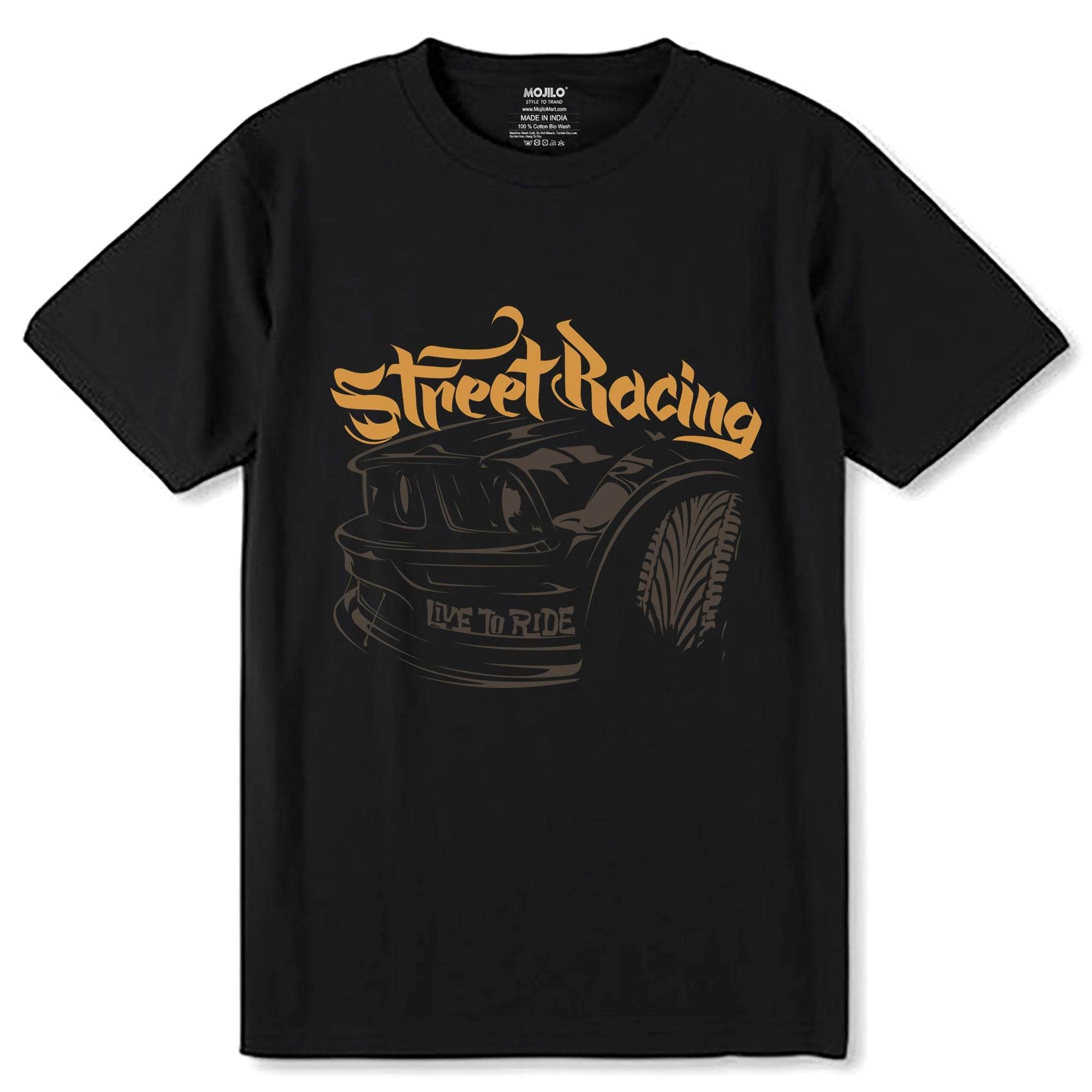 Street Racing - Unisex Round Neck Regular Fit 100% Combed Cotton Half Sleeve T-Shirt - Mojilo Mart