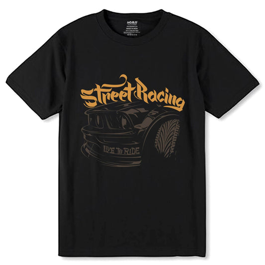 Street Racing - Unisex Round Neck Regular Fit 100% Combed Cotton Half Sleeve T-Shirt - Mojilo Mart