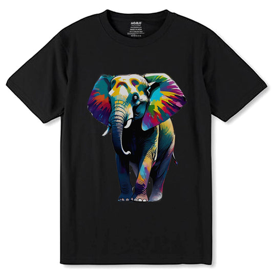 Stunning Elephant Art - Unisex Round Neck Regular Fit 100% Combed Cotton Half Sleeve T-Shirt - Mojilo Mart