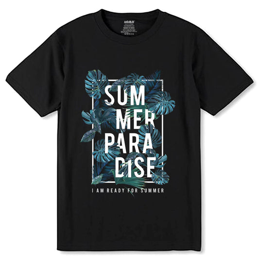 Summer Paradise I Am Ready For Summer - Unisex Round Neck Regular Fit 100% Combed Cotton Half Sleeve T-Shirt - Mojilo Mart