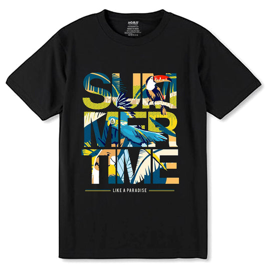 Summer Time Like A Paradise - Unisex Round Neck Regular Fit 100% Combed Cotton Half Sleeve T-Shirt - Mojilo Mart