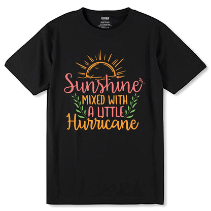 Sunshine Mixed With A Little Hurricane Sunshine - Unisex Round Neck Regular Fit 100% Combed Cotton Half Sleeve T-Shirt - Mojilo Mart