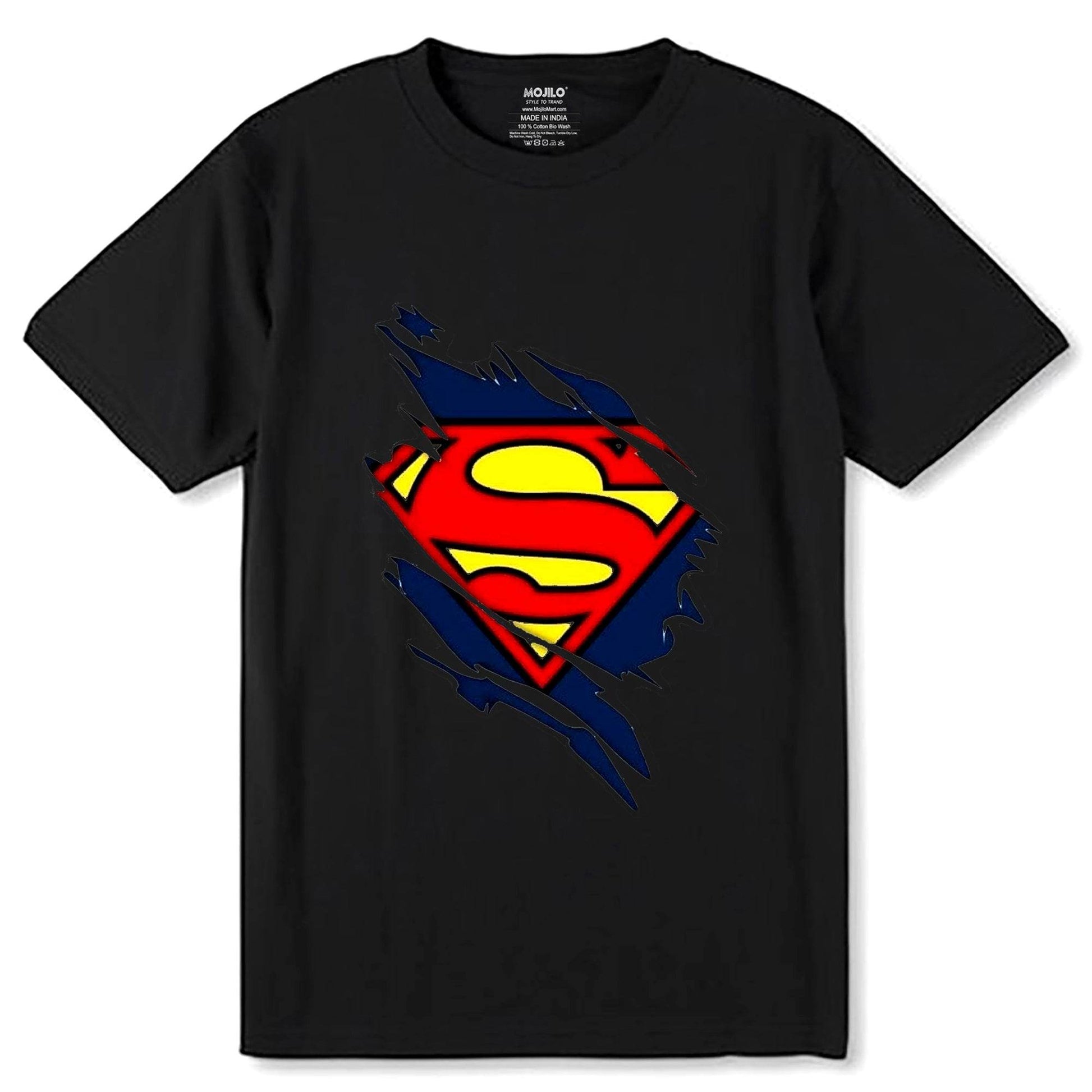 Superman Torn - Unisex Round Neck Regular Fit 100% Combed Cotton Half Sleeve T-Shirt - Mojilo Mart