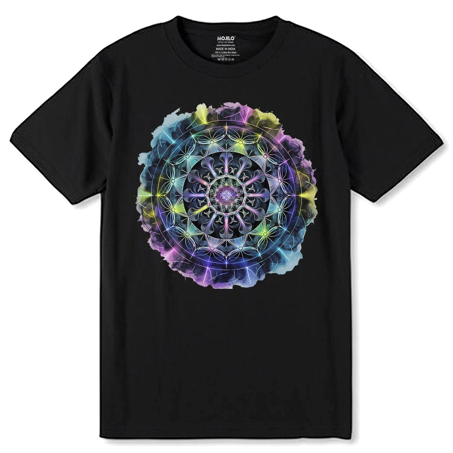 Surreal Fractal Mandala - Unisex Round Neck Regular Fit 100% Combed Cotton Half Sleeve T-Shirt - Mojilo Mart