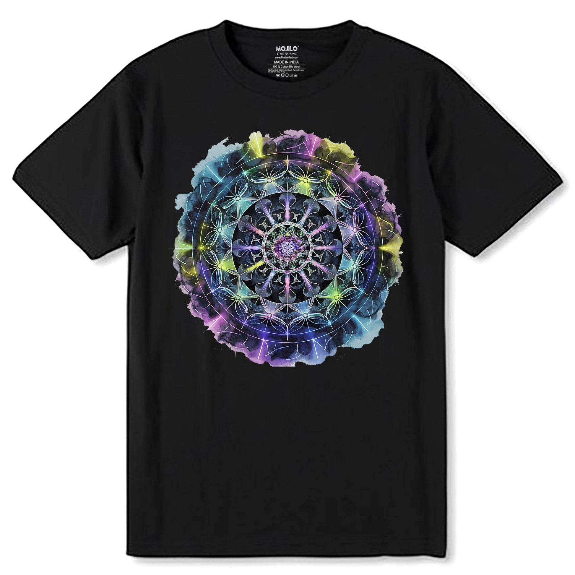 Surreal Fractal Mandala - Unisex Round Neck Regular Fit 100% Combed Cotton Half Sleeve T-Shirt - Mojilo Mart