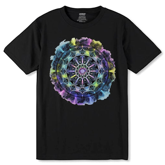 Surreal Fractal Mandala - Unisex Round Neck Regular Fit 100% Combed Cotton Half Sleeve T-Shirt - Mojilo Mart