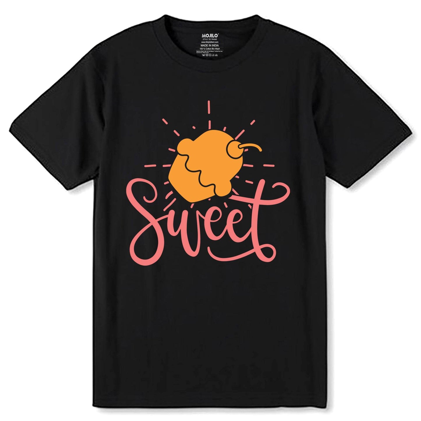 Sweet - Unisex Round Neck Regular Fit 100% Combed Cotton Half Sleeve T-Shirt - Mojilo Mart