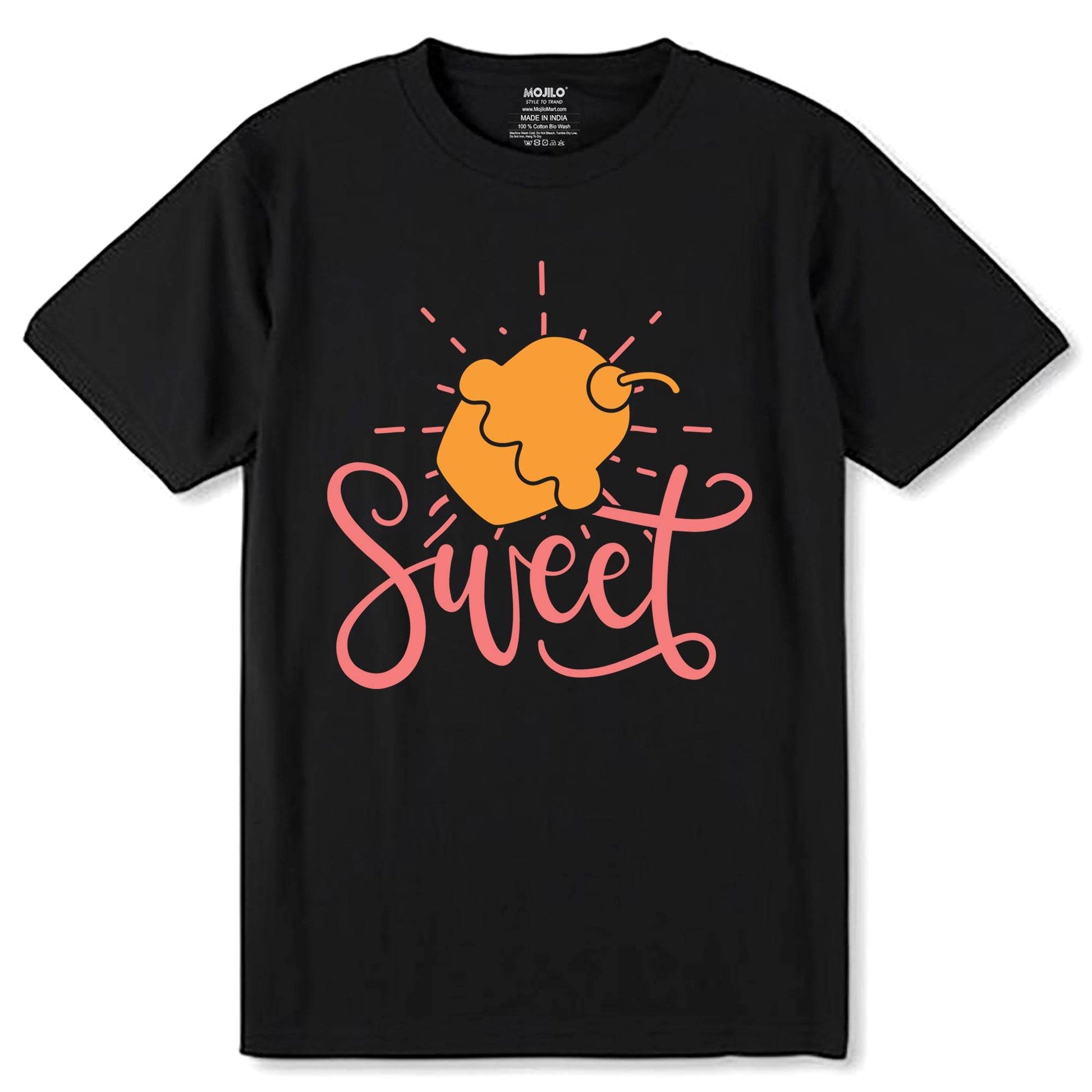 Sweet - Unisex Round Neck Regular Fit 100% Combed Cotton Half Sleeve T-Shirt - Mojilo Mart