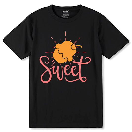 Sweet - Unisex Round Neck Regular Fit 100% Combed Cotton Half Sleeve T-Shirt - Mojilo Mart