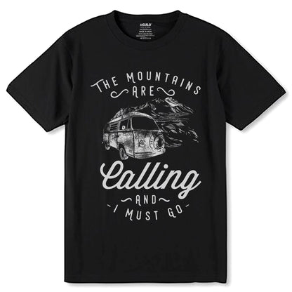 THE MOUNTAINS ARE Calling AND MUST GO - Unisex Round Neck Regular Fit 100% Combed Cotton Half Sleeve T-Shirt - Mojilo Mart