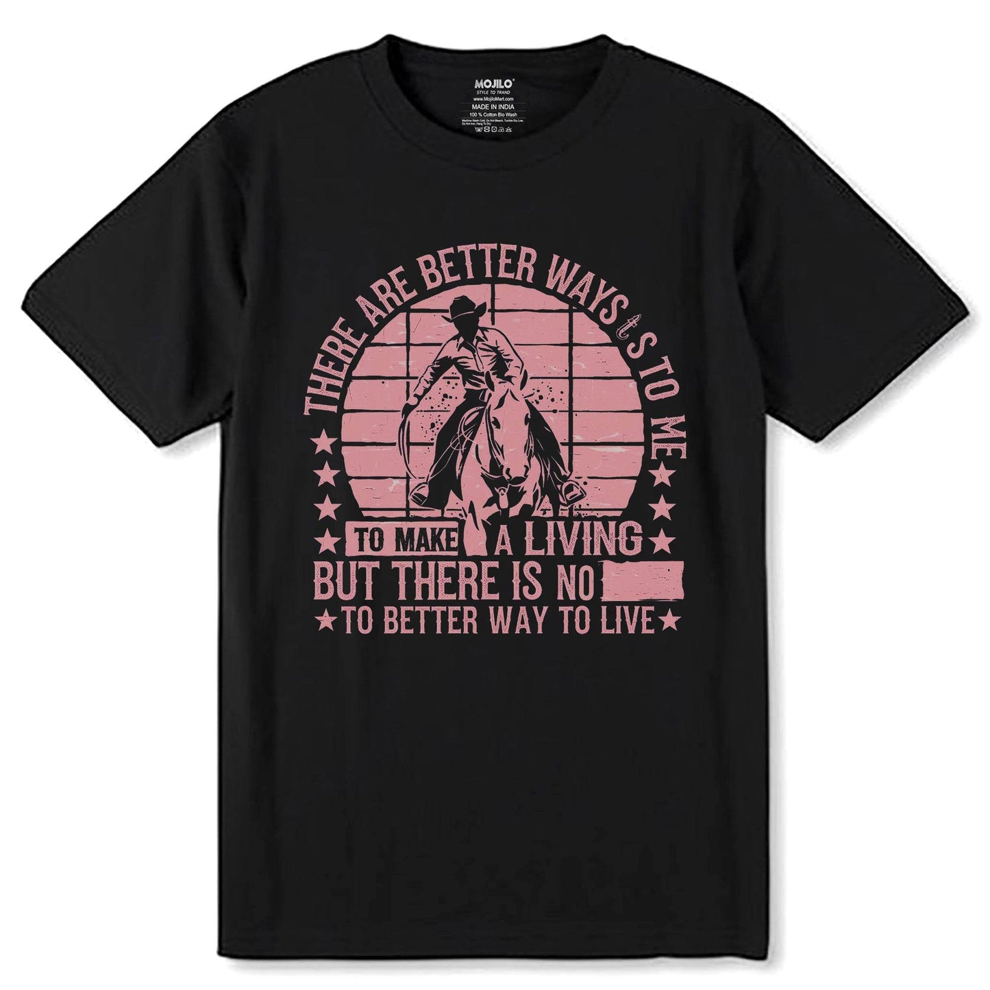 TO MAKE A LIVING BUT THERE IS NO TO BETTER WAY TO LIVETO MAKE A LIVING BUT THERE IS NO TO BETTER WAY TO LIVE - Unisex Round Neck Regular Fit 100% Combed Cotton Half Sleeve T-Shirt - Mojilo Mart