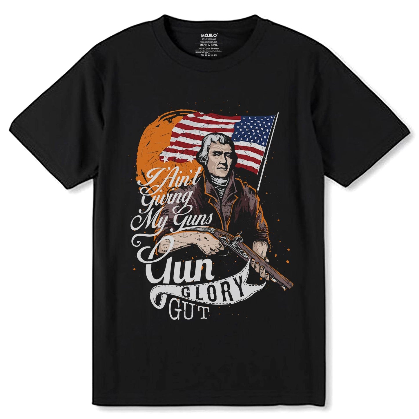 T Ain't Gwing My Guns Yun GLORY GUT - Unisex Round Neck Regular Fit 100% Combed Cotton Half Sleeve T-Shirt - Mojilo Mart
