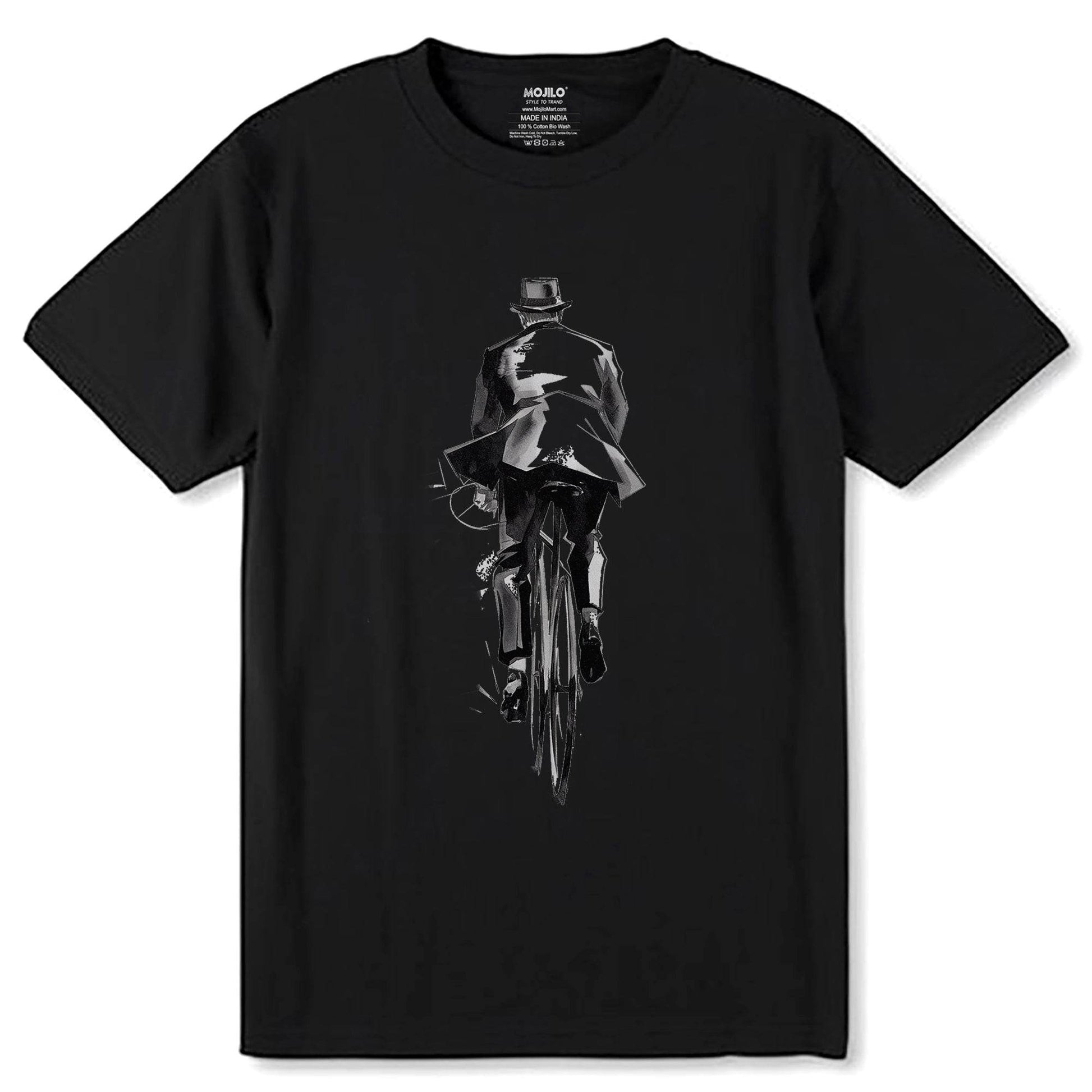 The Death Cool Skeleton Riding A Bicycle - Unisex Round Neck Regular Fit 100% Combed Cotton Half Sleeve T-Shirt - Mojilo Mart