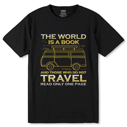 The world Is A book And those who do not travel read only one page - Unisex Round Neck Regular Fit 100% Combed Cotton Half Sleeve T-Shirt - Mojilo Mart