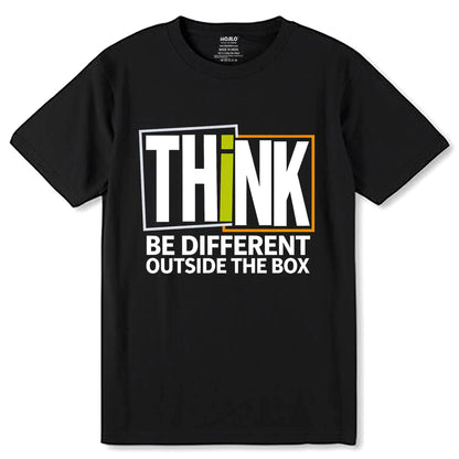 Think Be Different Outside The Box - Unisex Round Neck Regular Fit 100% Combed Cotton Half Sleeve T-Shirt - Mojilo Mart