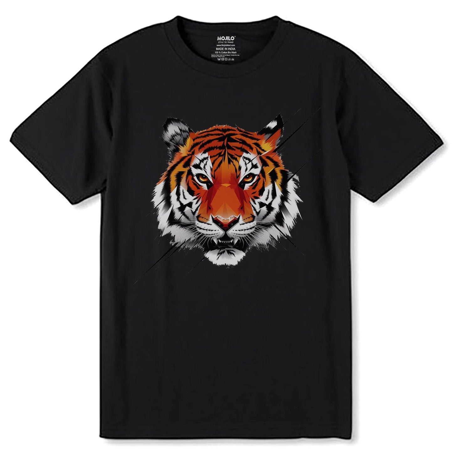 Tiger Graphic Face - Unisex Round Neck Regular Fit 100% Combed Cotton Half Sleeve T-Shirt - Mojilo Mart