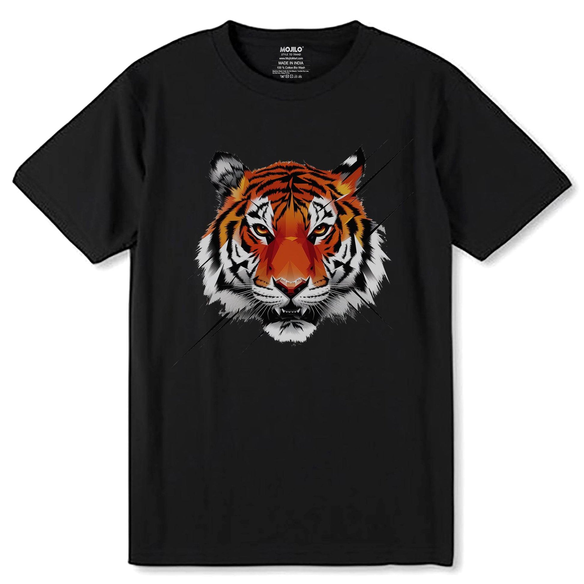 Tiger Graphic Face - Unisex Round Neck Regular Fit 100% Combed Cotton Half Sleeve T-Shirt - Mojilo Mart