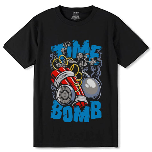 Time Bomb - Unisex Round Neck Regular Fit 100% Combed Cotton Half Sleeve T-Shirt - Mojilo Mart