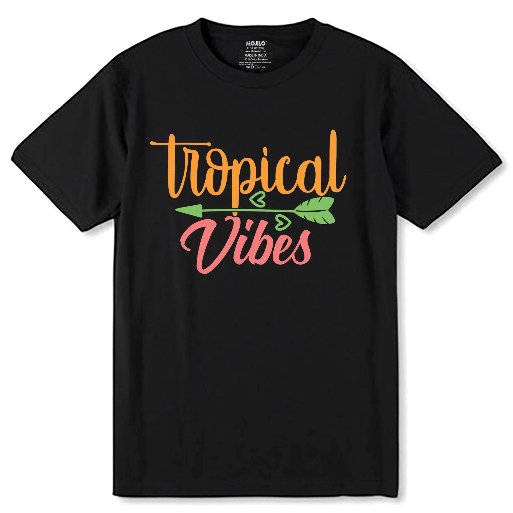 Tropical Vibes - Unisex Round Neck Regular Fit 100% Combed Cotton Half Sleeve T-Shirt - Mojilo Mart