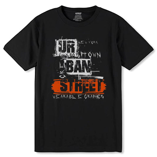 UR BRO TOWN BAN STRECI WEARABLE GRAPHICS - Unisex Round Neck Regular Fit 100% Combed Cotton Half Sleeve T-Shirt - Mojilo Mart