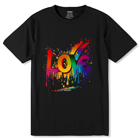 Unique Hand Drawn Love Is Love Rainbow - Unisex Round Neck Regular Fit 100% Combed Cotton Half Sleeve T-Shirt - Mojilo Mart