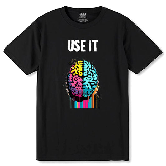 Use IT Artistic Brain Art IQ Physics - Unisex Round Neck Regular Fit 100% Combed Cotton Half Sleeve T-Shirt - Mojilo Mart