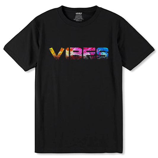 VIBES - Unisex Round Neck Regular Fit 100% Combed Cotton Half Sleeve T-Shirt - Mojilo Mart