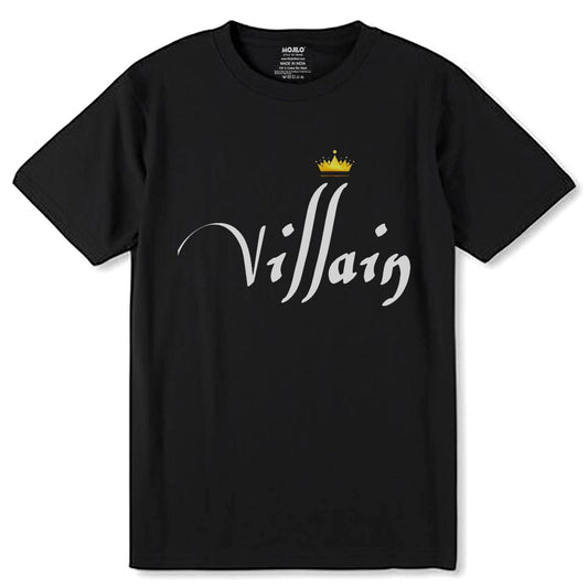 VILLAIN - Unisex Round Neck Regular Fit 100% Combed Cotton Half Sleeve T-Shirt - Mojilo Mart