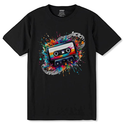 VINTAGE CLASSIC Cassette tape WITH MUSIC NOTE - Unisex Round Neck Regular Fit 100% Combed Cotton Half Sleeve T-Shirt - Mojilo Mart