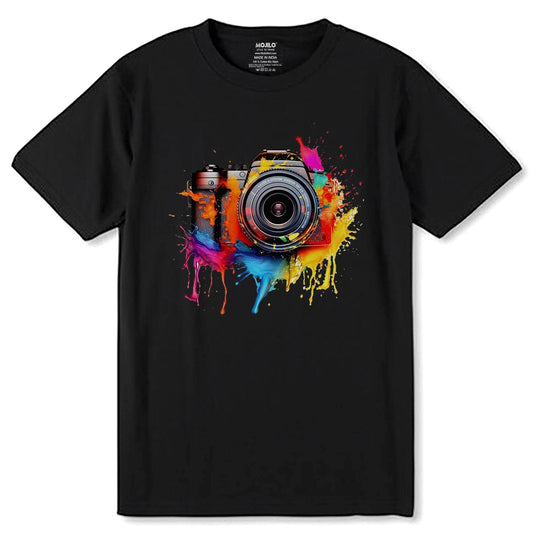 Vector colorful camera - Unisex Round Neck Regular Fit 100% Combed Cotton Half Sleeve T-Shirt - Mojilo Mart