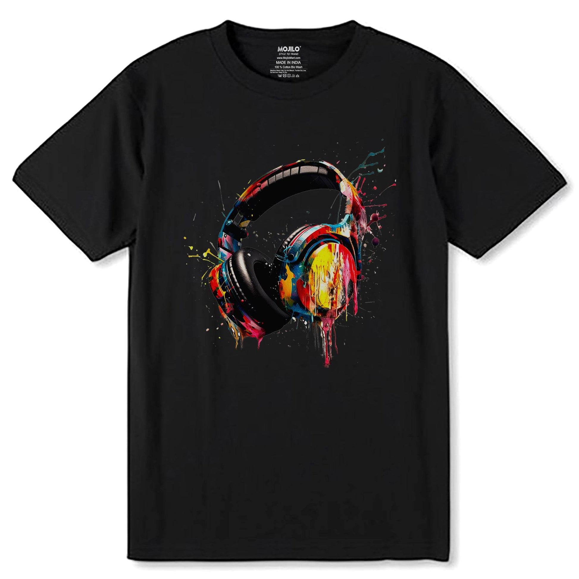 Vibrant Game Headphone Clipart - Unisex Round Neck Regular Fit 100% Combed Cotton Half Sleeve T-Shirt - Mojilo Mart