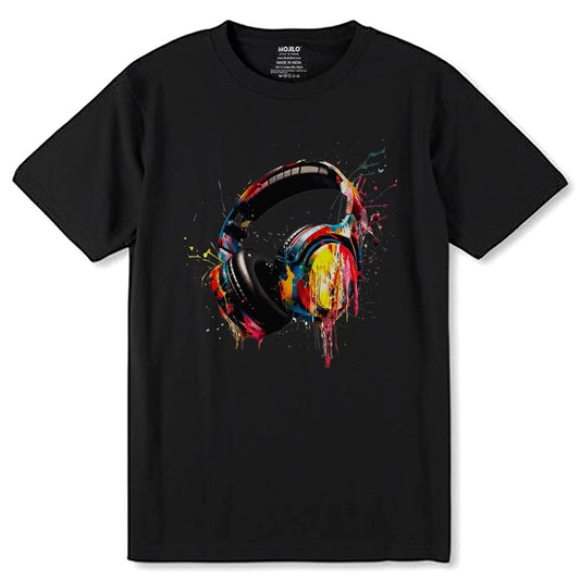 Vibrant Game Headphone Clipart - Unisex Round Neck Regular Fit 100% Combed Cotton Half Sleeve T-Shirt - Mojilo Mart