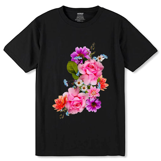Vintage Pressed Wildflower Aesthetic - Unisex Round Neck Regular Fit 100% Combed Cotton Half Sleeve T-Shirt - Mojilo Mart